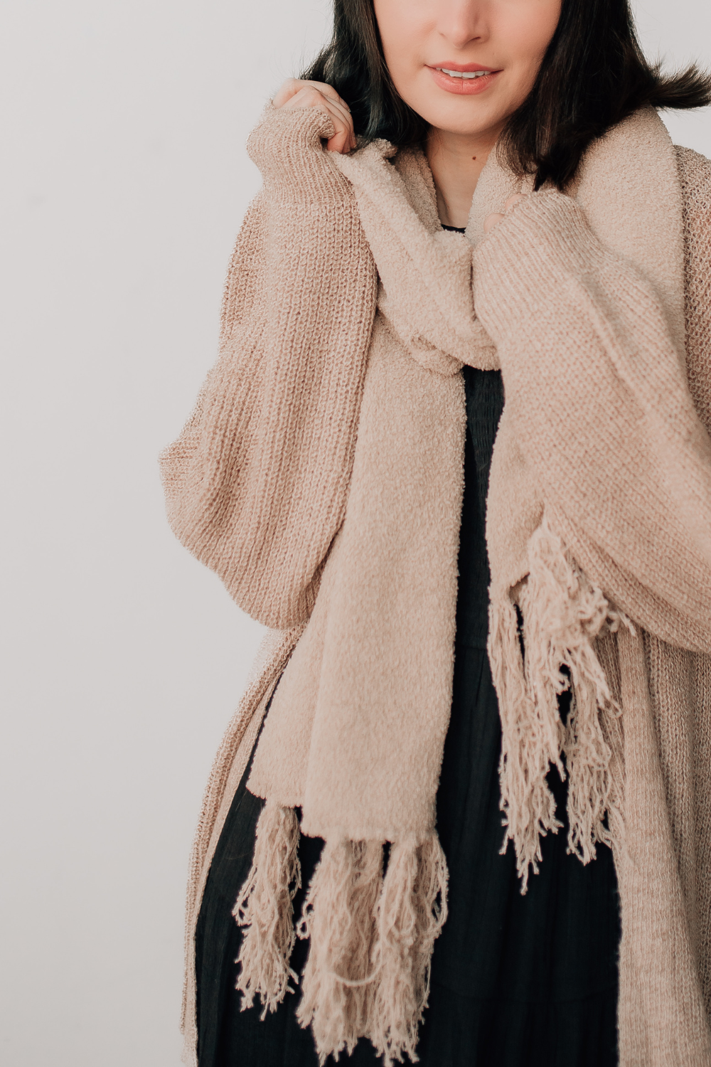 Boucle Tassel Scarf - Taupe